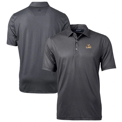 Men's Cutter & Buck Black LSU Tigers Big & Tall Pike Banner Print Polo