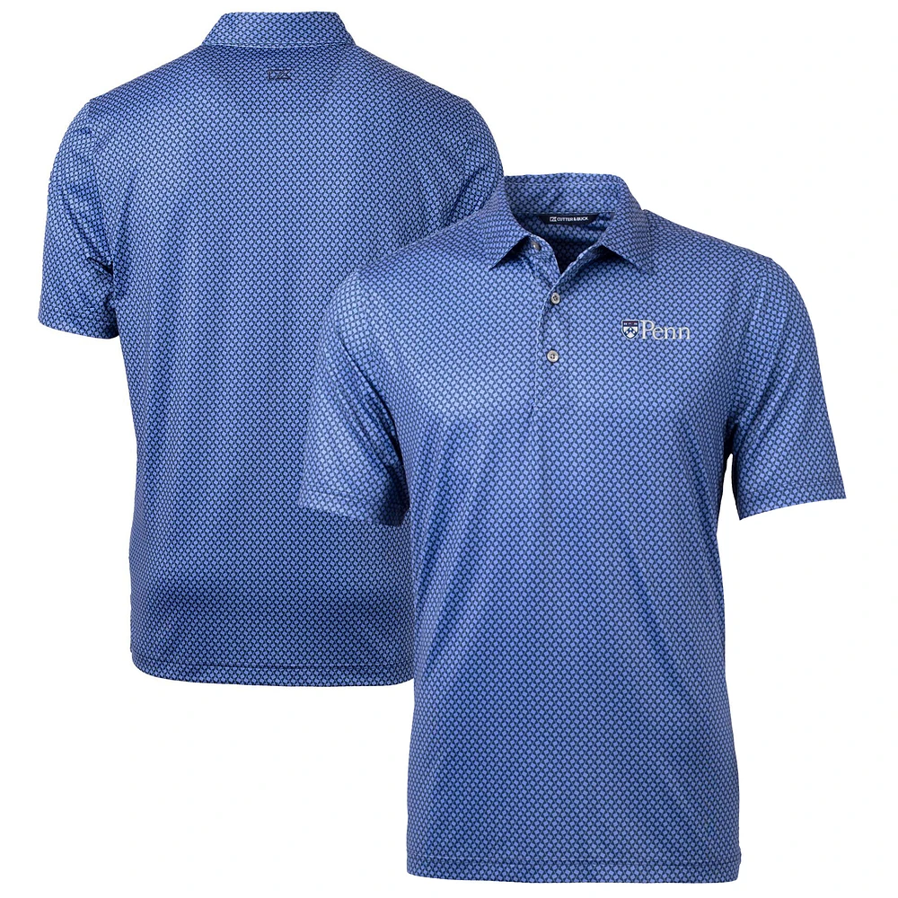 Men's Cutter & Buck Navy Pennsylvania Quakers Big & Tall Pike Banner Print Polo