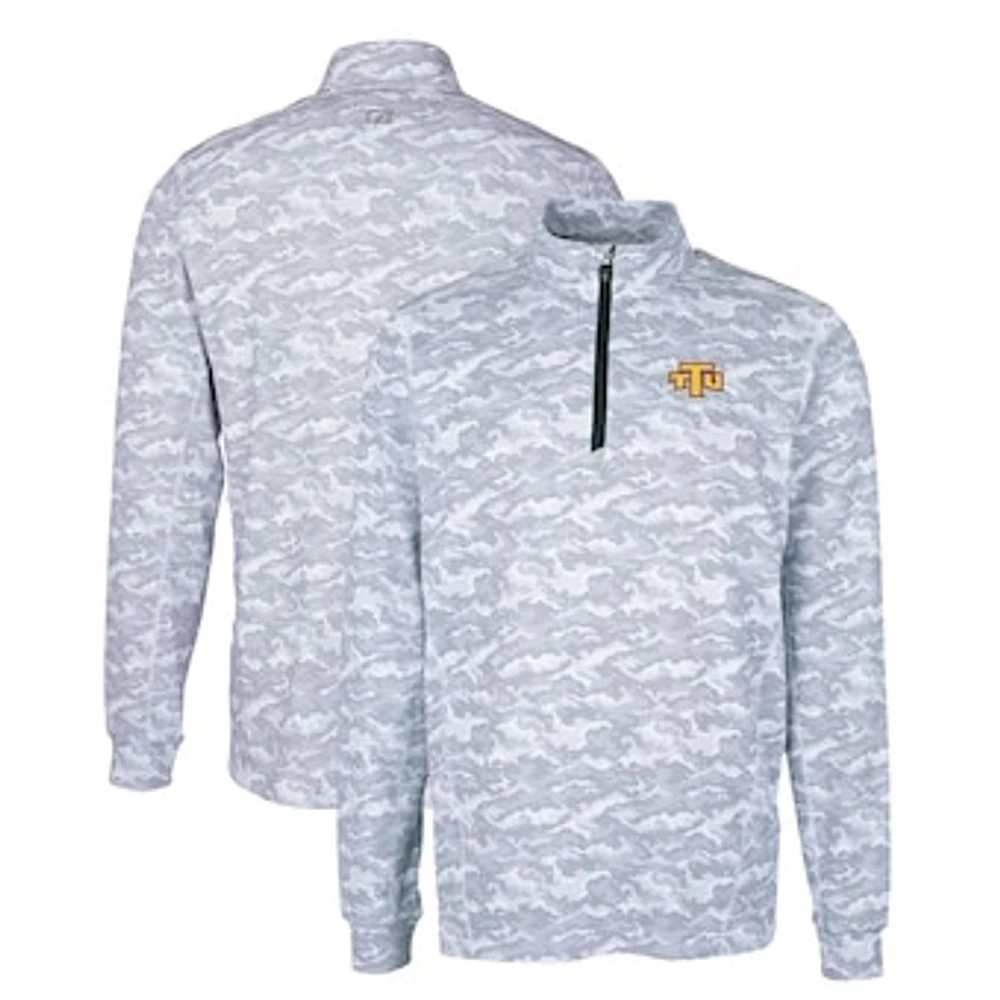 Men's Cutter & Buck Charcoal Tennessee Tech Golden Eagles Big Tall Traverse Camo Print Stretch Quarter-Zip Pullover Top