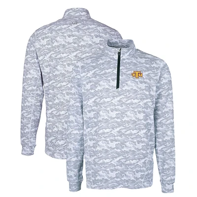 Men's Cutter & Buck Charcoal Tennessee Tech Golden Eagles Big Tall Traverse Camo Print Stretch Quarter-Zip Pullover Top