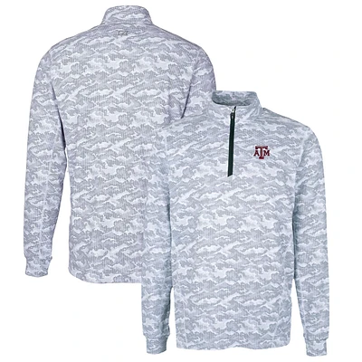 Men's Cutter & Buck Charcoal Texas A&M Aggies Big Tall Traverse Camo Print Stretch Quarter-Zip Pullover Top