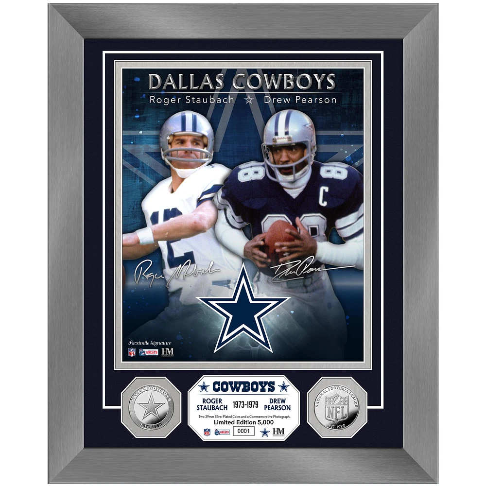 Highland Mint Roger Staubach & Drew Pearson Dallas Cowboys 13'' x 16'' Dynamic Duo Photo Mint