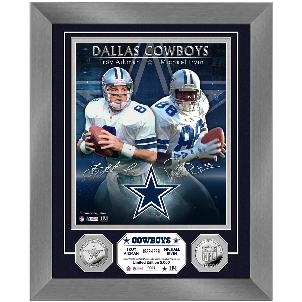 Highland Mint Troy Aikman & Michael Irvin Dallas Cowboys 13'' x 16'' Dynamic Duo Photo Mint