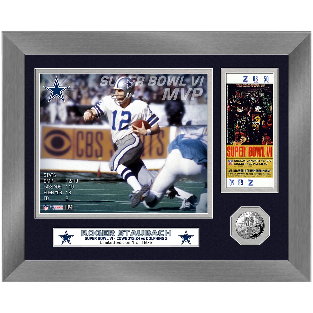 Highland Mint Roger Staubach Dallas Cowboys 13'' x 16'' Super Bowl MVP Ticket Photo Mint