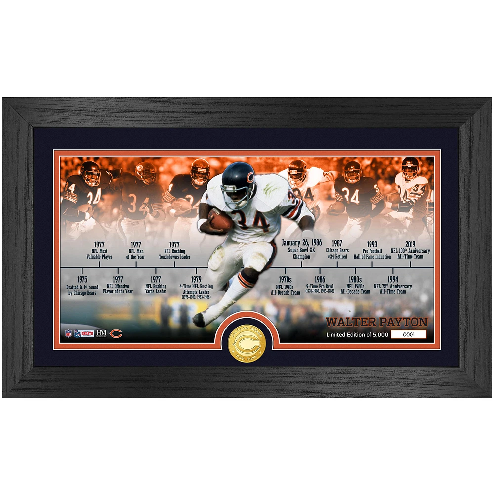 Highland Mint Walter Payton Chicago Bears 12'' x 20'' Timeline Pano Photo Mint