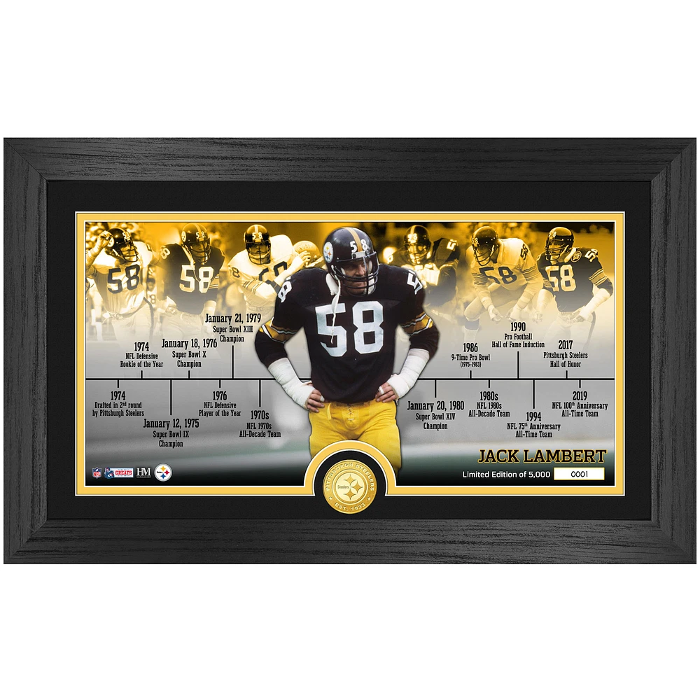 Highland Mint Jack Lambert Pittsburgh Steelers 12'' x 20'' Timeline Pano Photo Mint