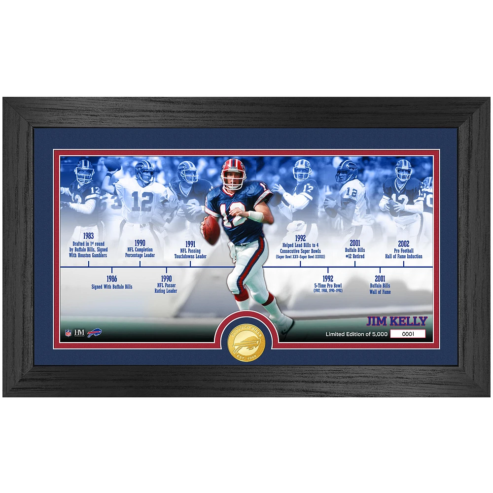 Highland Mint Jim Kelly Buffalo Bills 12'' x 20'' Timeline Pano Photo Mint