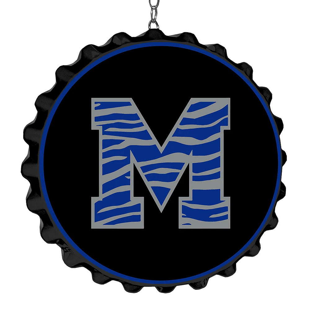Black Memphis Tigers Striped M Bottle Cap Dangler