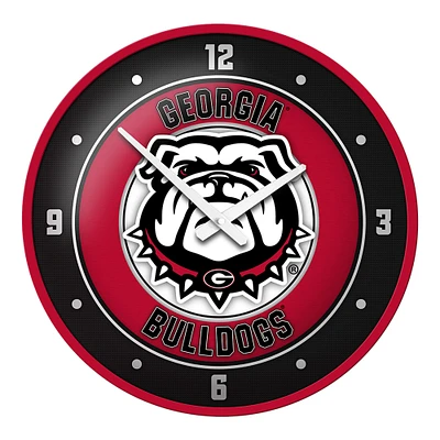 Red Georgia Bulldogs Mascot Modern Disc Wall Clock