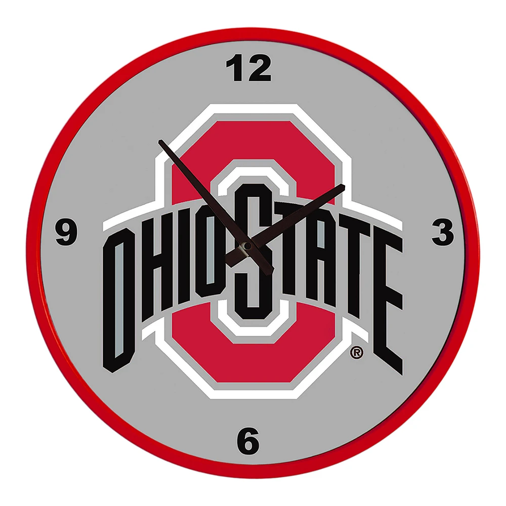 Gray Ohio State Buckeyes Modern Disc Wall Clock