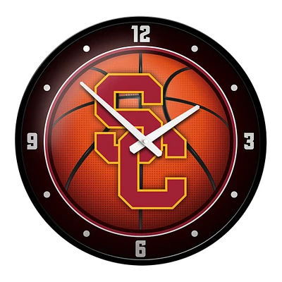 Orange USC Trojans Basketball Modern Disc Wall Clock