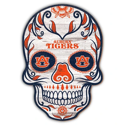 Auburn Tigers 12'' Sugar Skull Sign