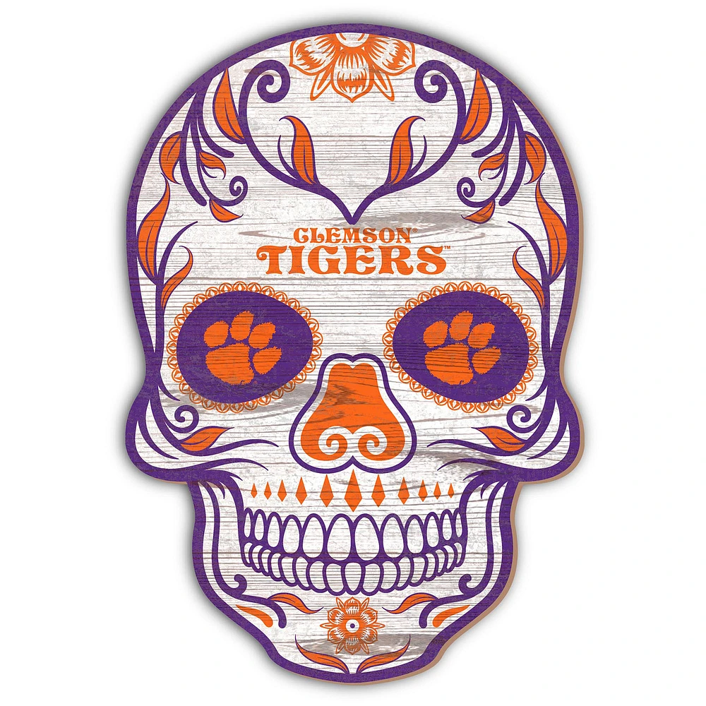 Clemson Tigers 12'' Sugar Skull Sign