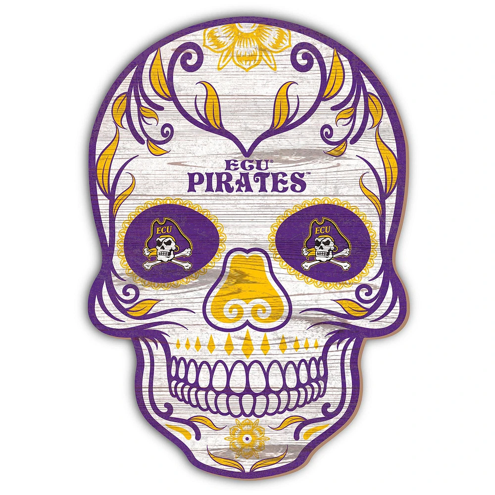 ECU Pirates 12'' Sugar Skull Sign