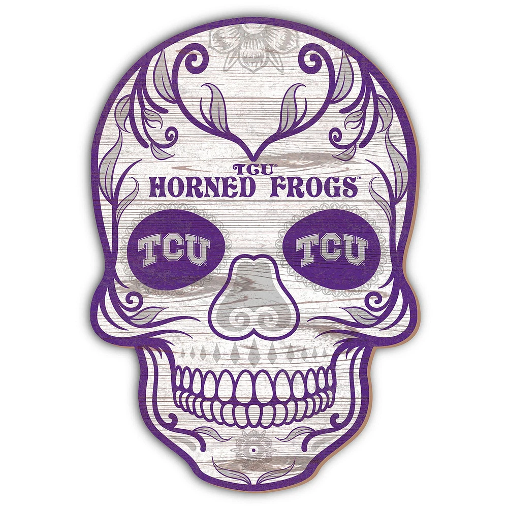 TCU Horned Frogs 12'' Sugar Skull Sign