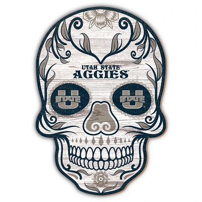 Utah State Aggies 12'' Sugar Skull Sign
