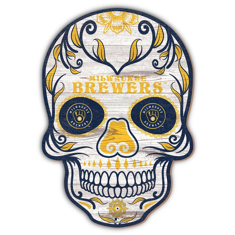 Milwaukee Brewers 12'' Sugar Skull Sign