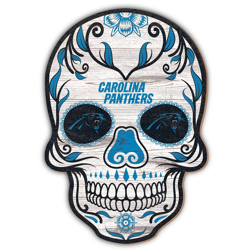 Carolina Panthers 12'' Sugar Skull Sign