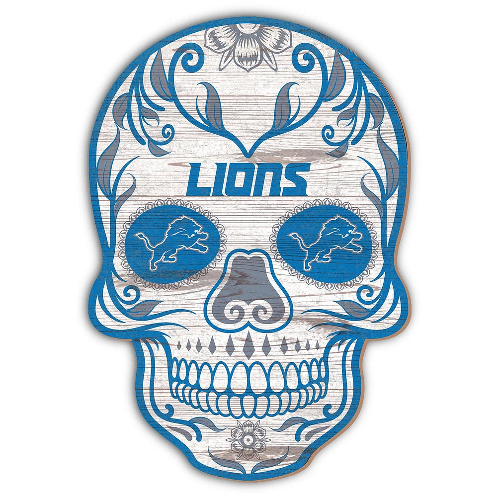 Detroit Lions 12'' Sugar Skull Sign