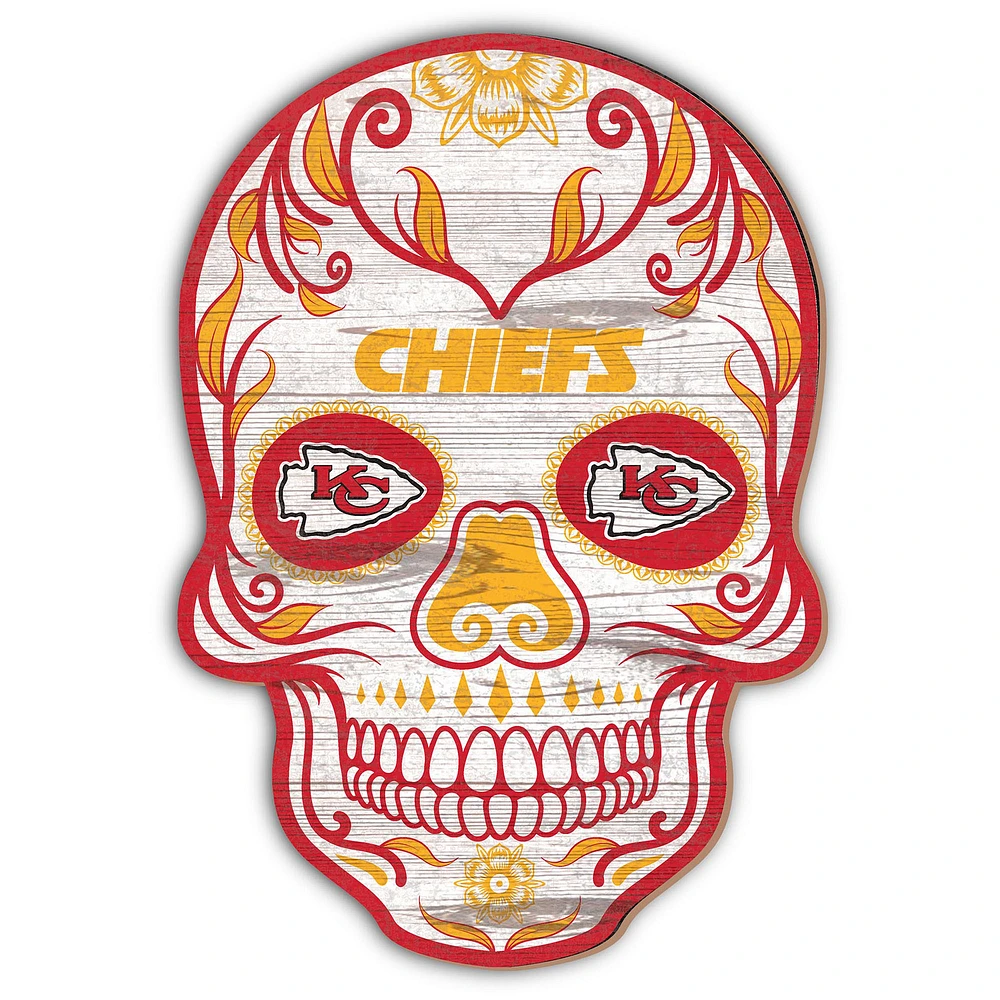 Kansas City Chiefs 12'' Sugar Skull Sign
