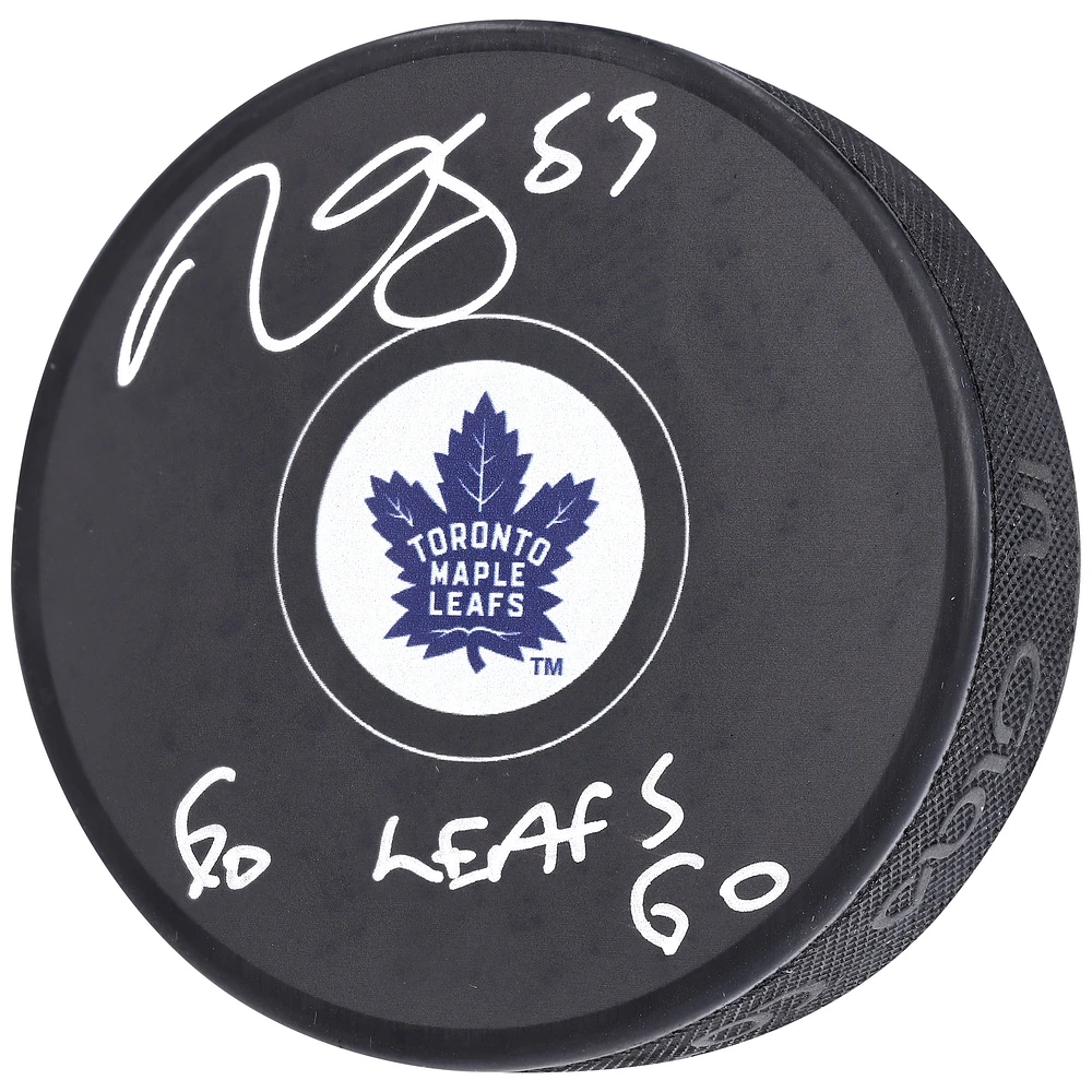 Mark Giordano Toronto Maple Leafs Autographed Hockey Puck with "Go Leafs Go" Inscription