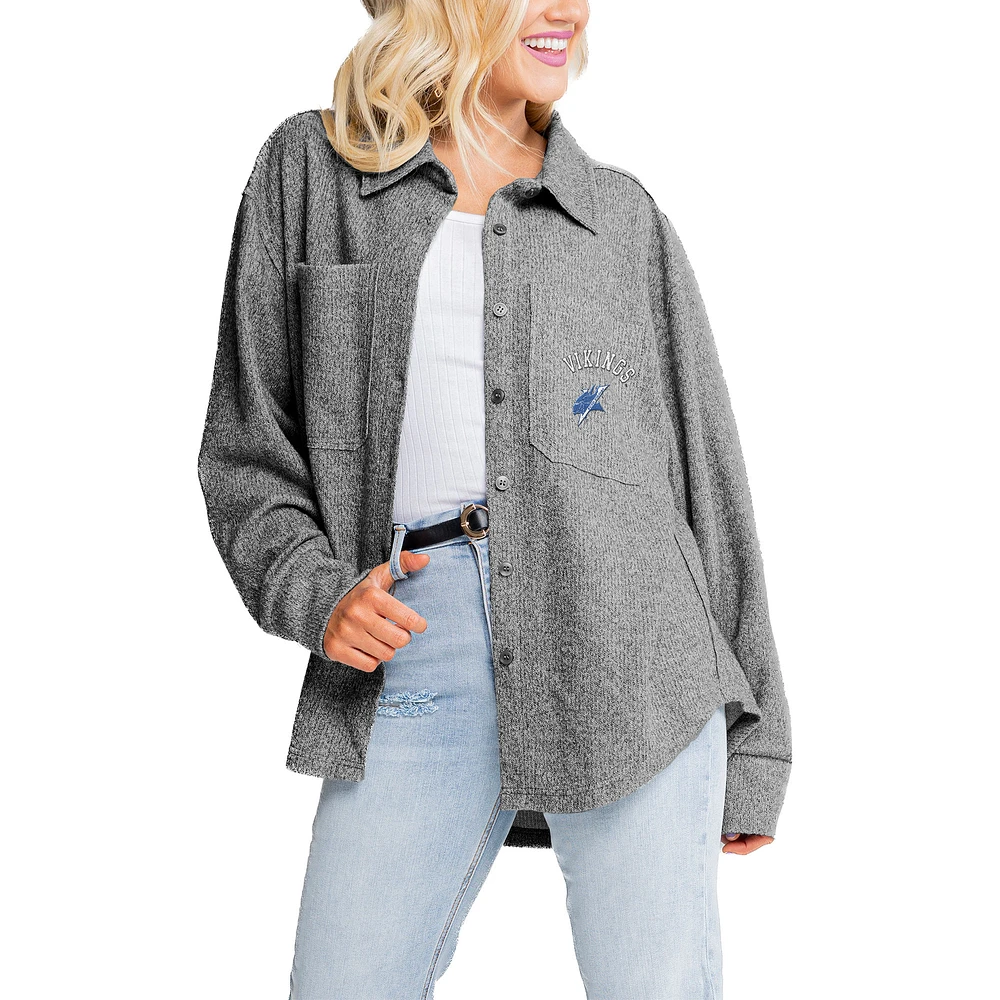 Women's Gameday Couture Gray ECSU Vikings Switch It Up Button-Up Shacket