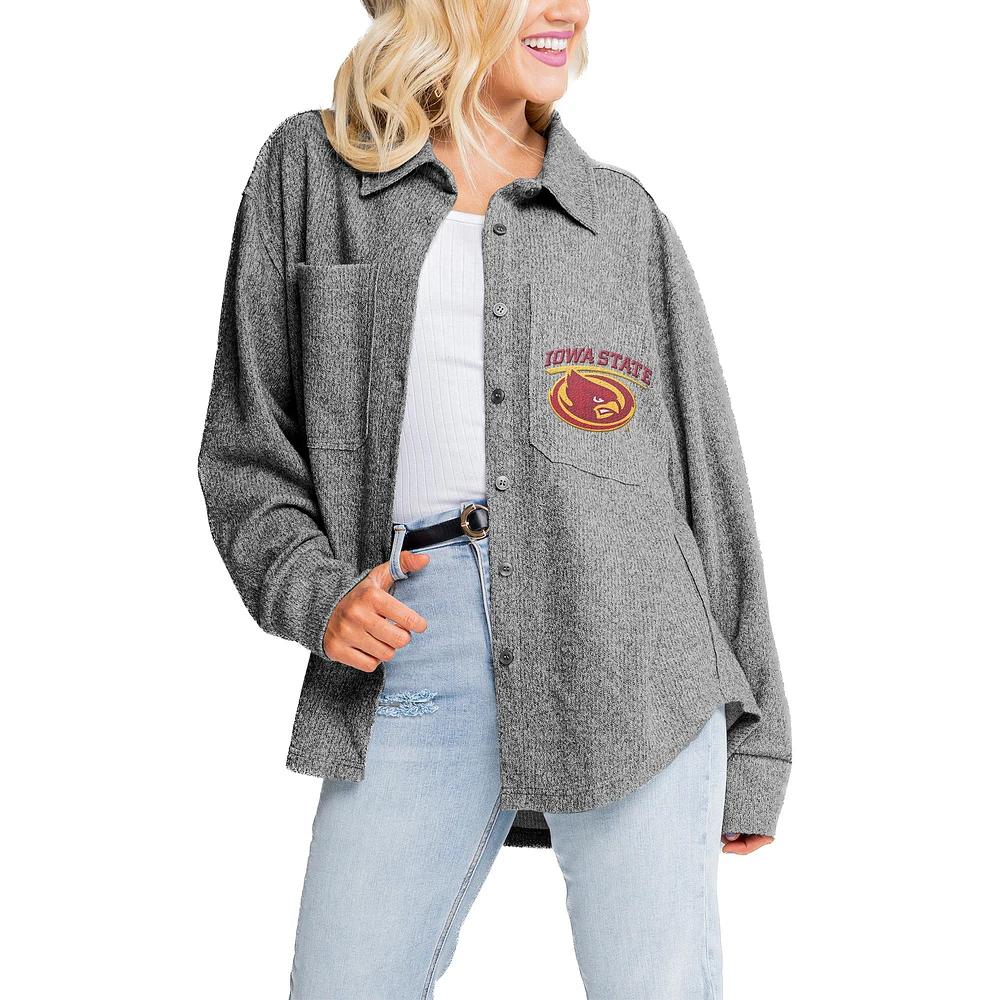 Women's Gameday Couture Gray Iowa State Cyclones Switch It Up Button-Up Shacket