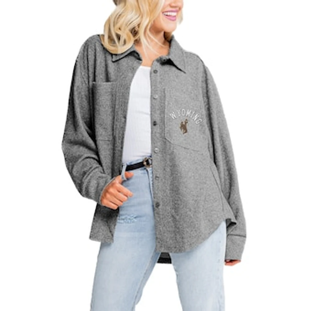 Women's Gameday Couture Gray Wyoming Cowboys Switch It Up Button-Up Shacket