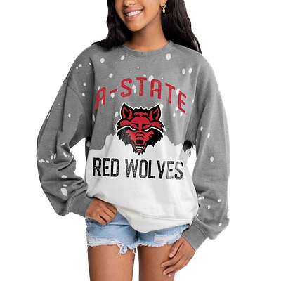 Women's Gameday Couture Gray Arkansas State Red Wolves Twice As Nice Faded Crewneck Sweatshirt