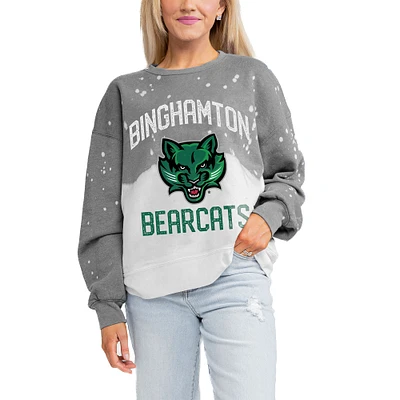 Women's Gameday Couture Gray Binghamton Bearcats Twice As Nice Faded Crewneck Sweatshirt