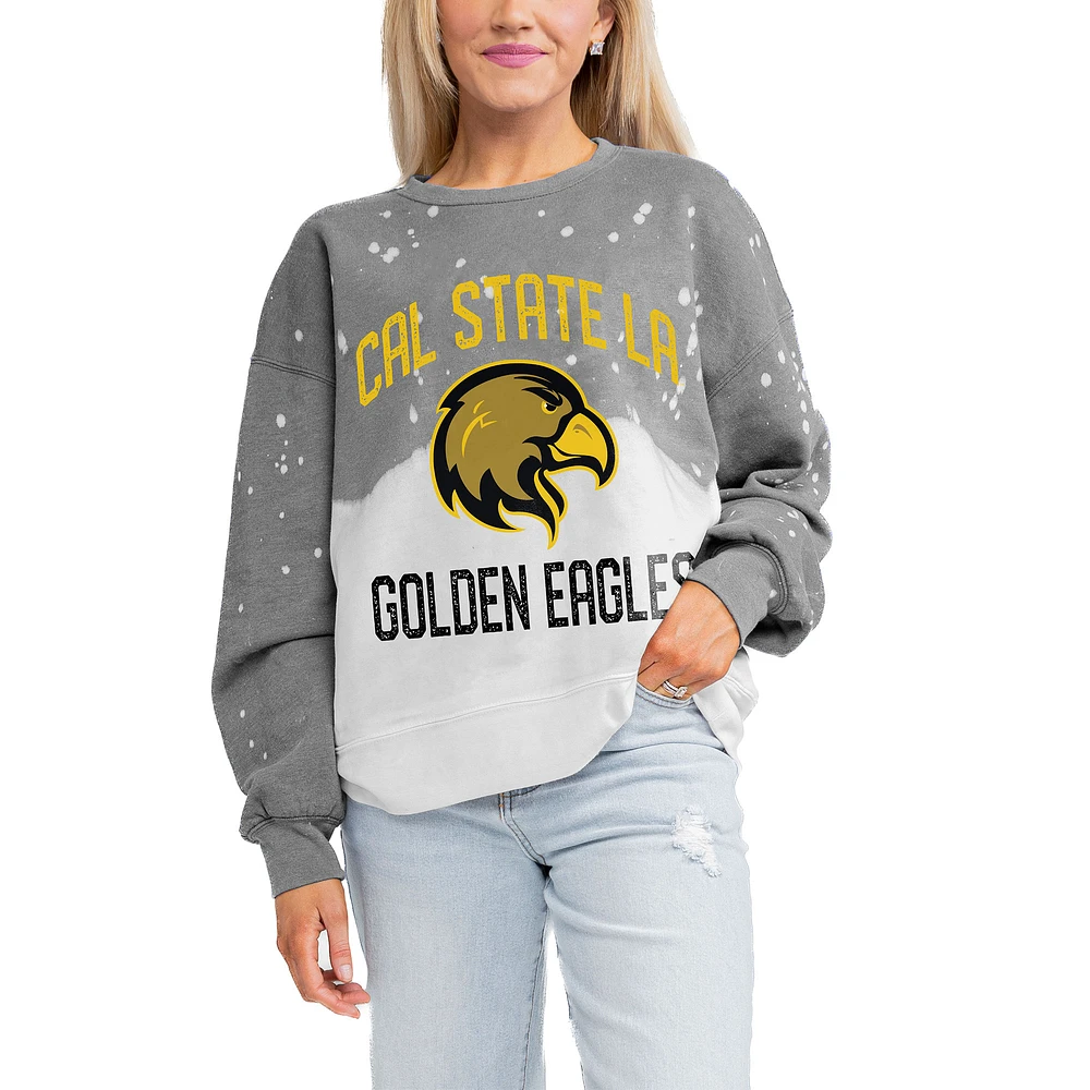 Women's Gameday Couture Gray Cal State L.A. Golden Eagles Twice As Nice Faded Crewneck Sweatshirt