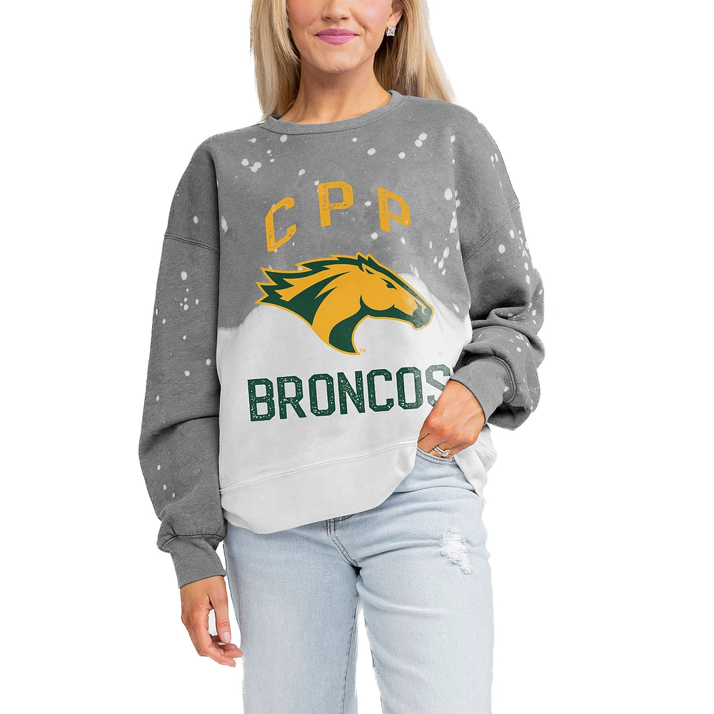Women's Gameday Couture Gray Cal Poly Pomona Broncos Twice As Nice Faded Crewneck Sweatshirt