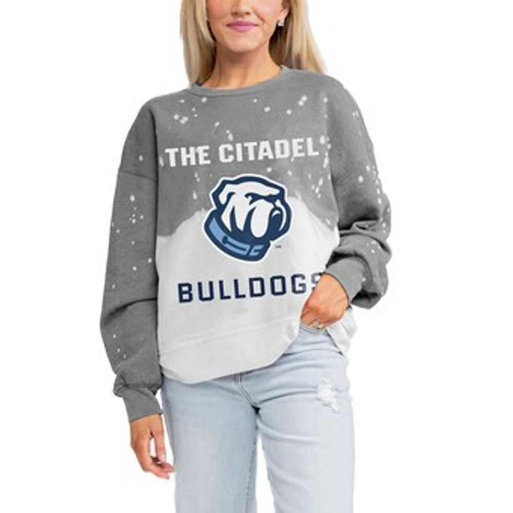 Women's Gameday Couture Gray Citadel Bulldogs Twice As Nice Faded Crewneck Sweatshirt