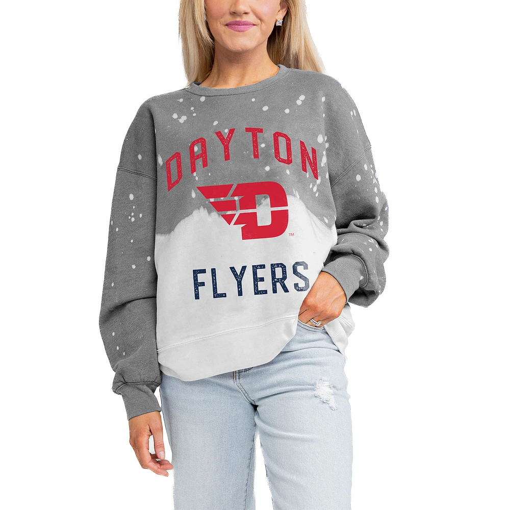 Women's Gameday Couture Gray Dayton Flyers Twice As Nice Faded Crewneck Sweatshirt