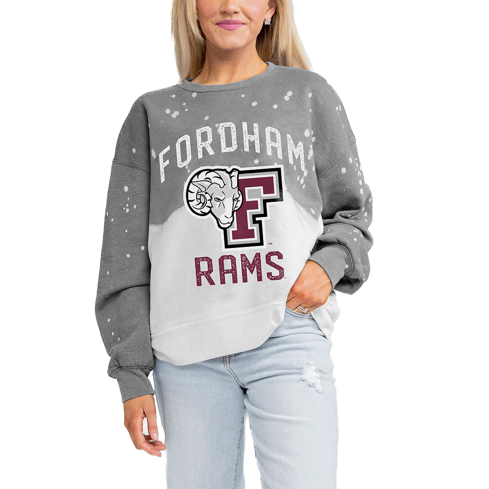 Women's Gameday Couture Gray Fordham Rams Twice As Nice Faded Crewneck Sweatshirt