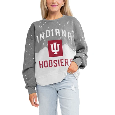Women's Gameday Couture Gray Indiana Hoosiers Twice As Nice Faded Crewneck Sweatshirt