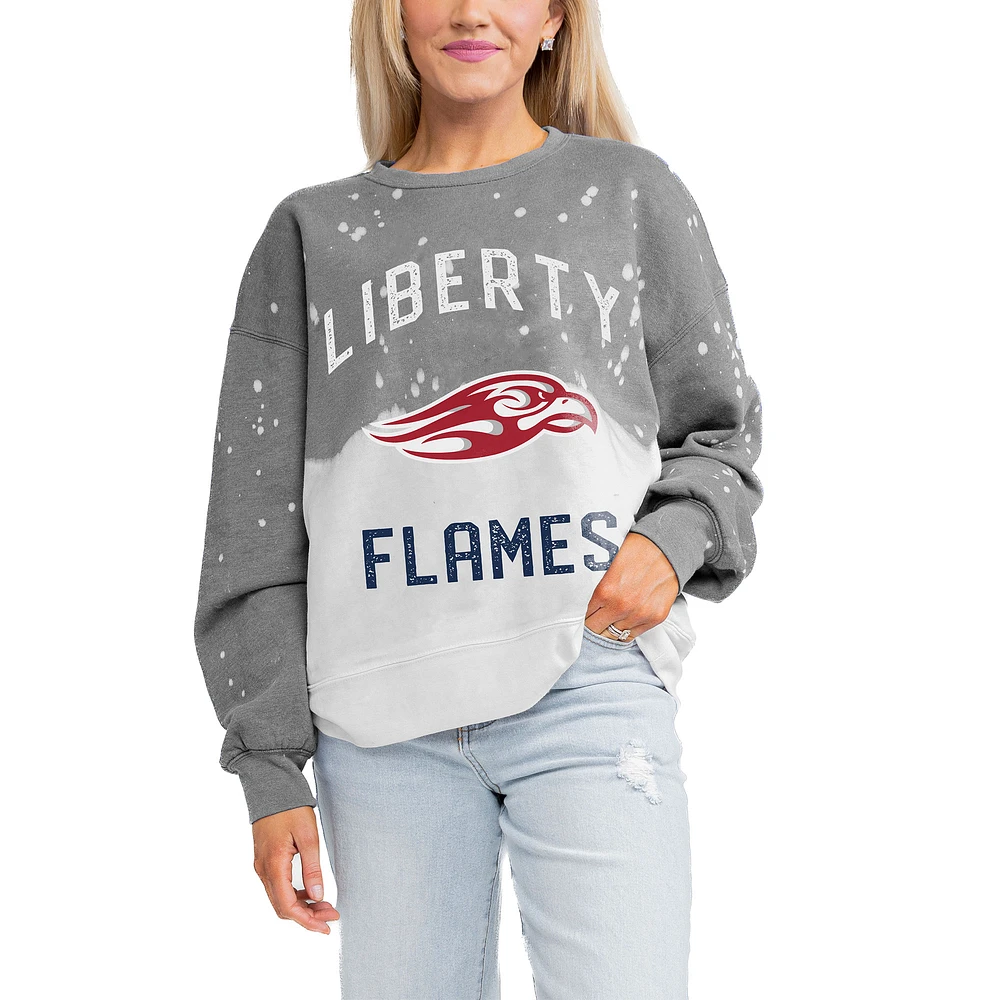 Women's Gameday Couture Gray Liberty Flames Twice As Nice Faded Crewneck Sweatshirt