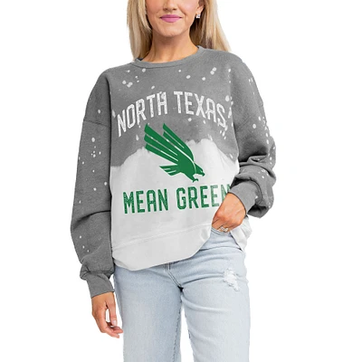 Women's Gameday Couture Gray North Texas Mean Green Twice As Nice Faded Crewneck Sweatshirt