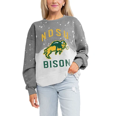 Women's Gameday Couture Gray NDSU Bison Twice As Nice Faded Crewneck Sweatshirt