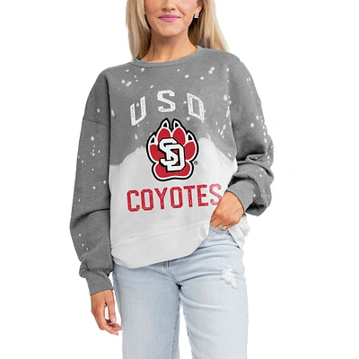 Women's Gameday Couture Gray South Dakota Coyotes Twice As Nice Faded Crewneck Sweatshirt
