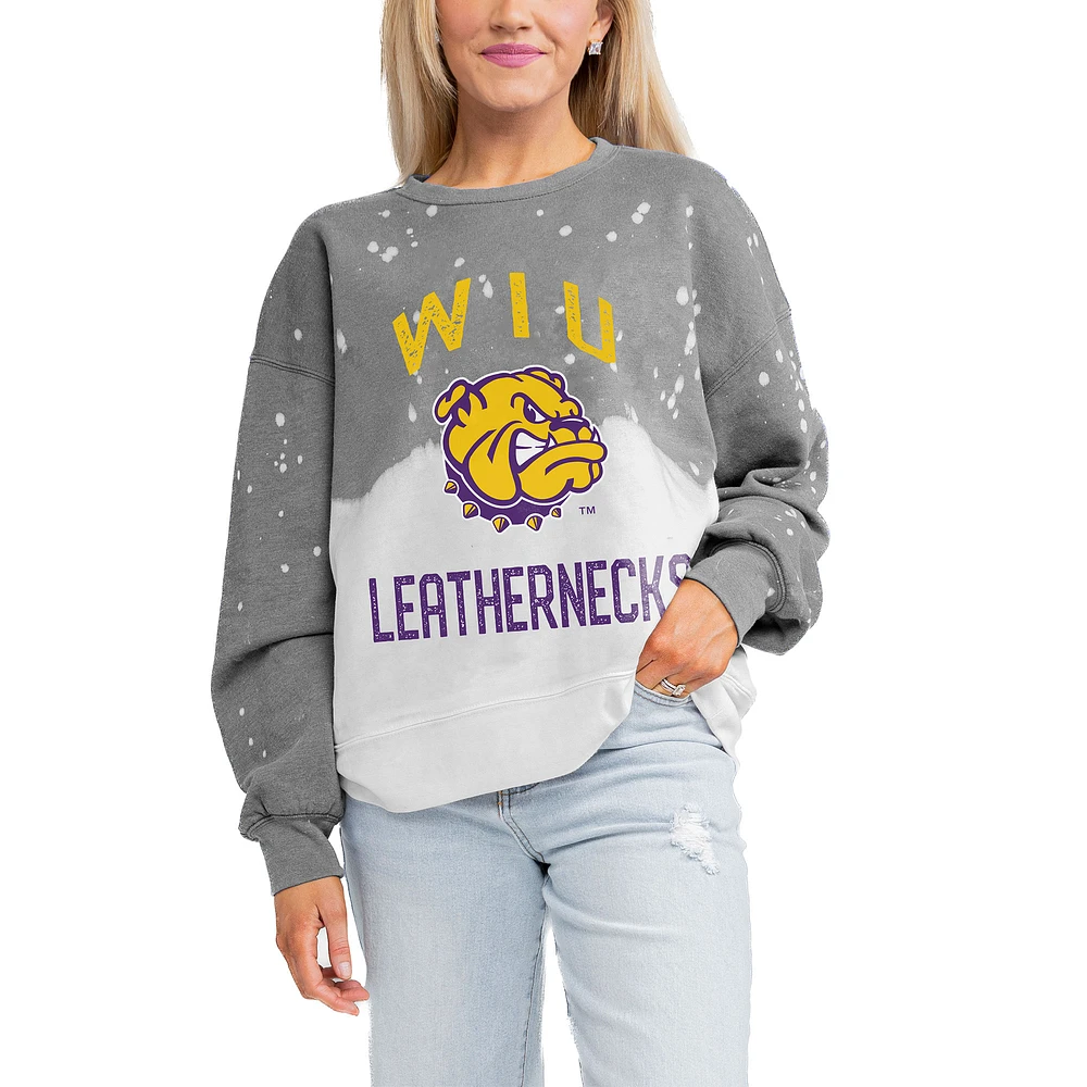 Women's Gameday Couture Gray Western Illinois Leathernecks Twice As Nice Faded Crewneck Sweatshirt