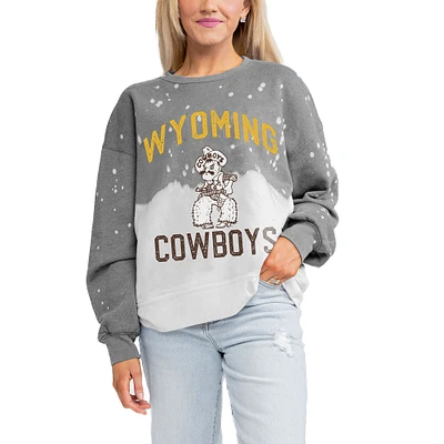 Women's Gameday Couture Gray Wyoming Cowboys Twice As Nice Faded Crewneck Sweatshirt