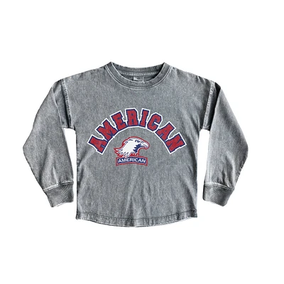 Girls Youth Gameday Couture Gray American University Eagles Faded Wash Pullover Top