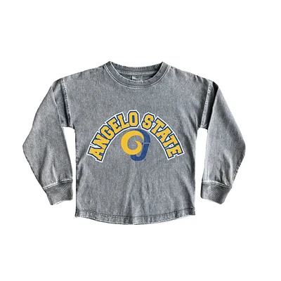 Girls Youth Gameday Couture Gray Angelo State Rams Faded Wash Pullover Top