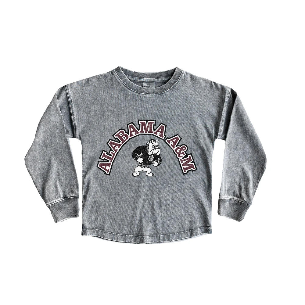 Girls Youth Gameday Couture Gray Alabama A&M Bulldogs Faded Wash Pullover Top