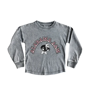 Girls Youth Gameday Couture Gray Alabama A&M Bulldogs Faded Wash Pullover Top