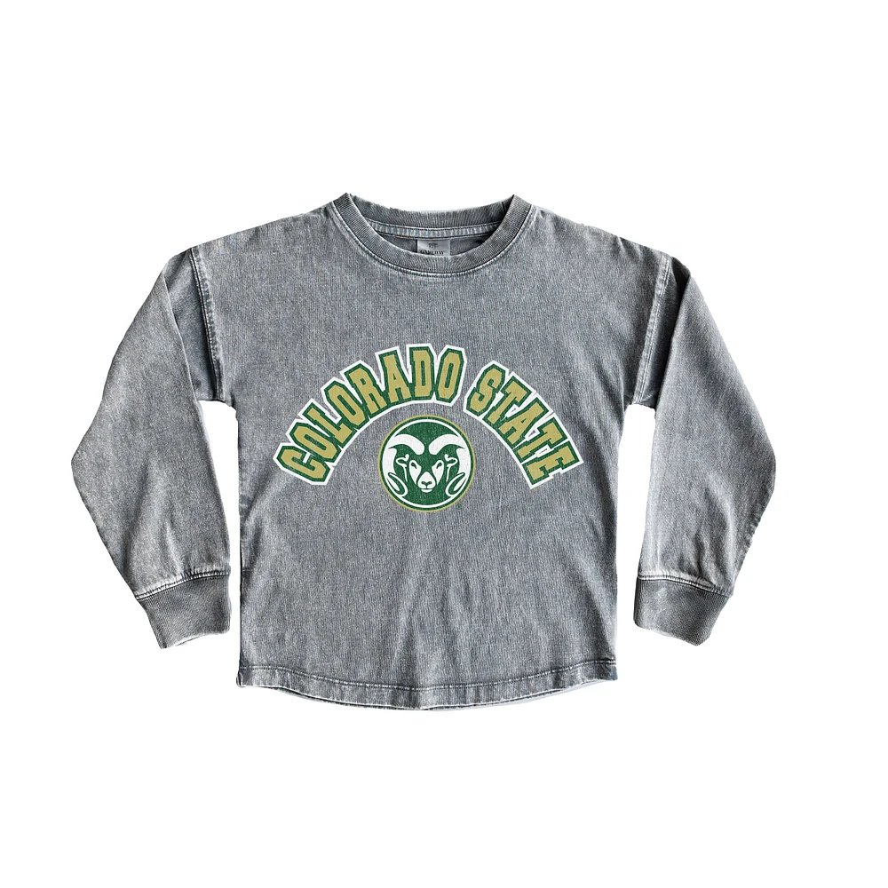 Girls Youth Gameday Couture Gray Colorado State Rams Faded Wash Pullover Top