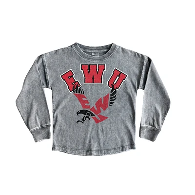 Girls Youth Gameday Couture Gray Eastern Washington Eagles Faded Wash Pullover Top
