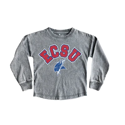 Girls Youth Gameday Couture Gray ECSU Vikings Faded Wash Pullover Top