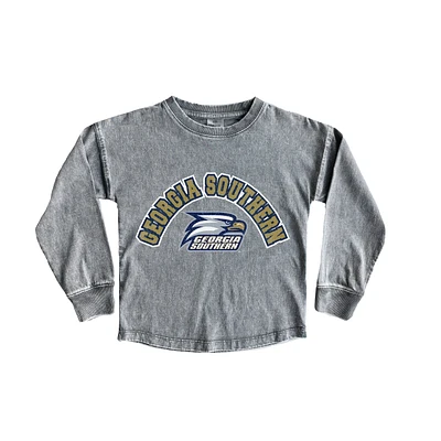 Girls Youth Gameday Couture Gray Georgia Southern Eagles Faded Wash Pullover Top